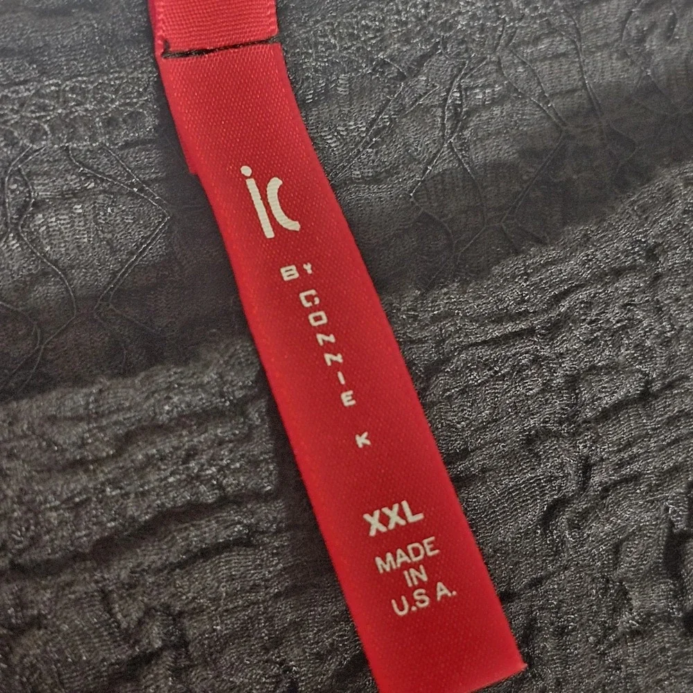 IC by Connie K Top Womens 2X Black White Guaze Art to Wear Blouse Lagenlook Boxy - Picture 6 of 15